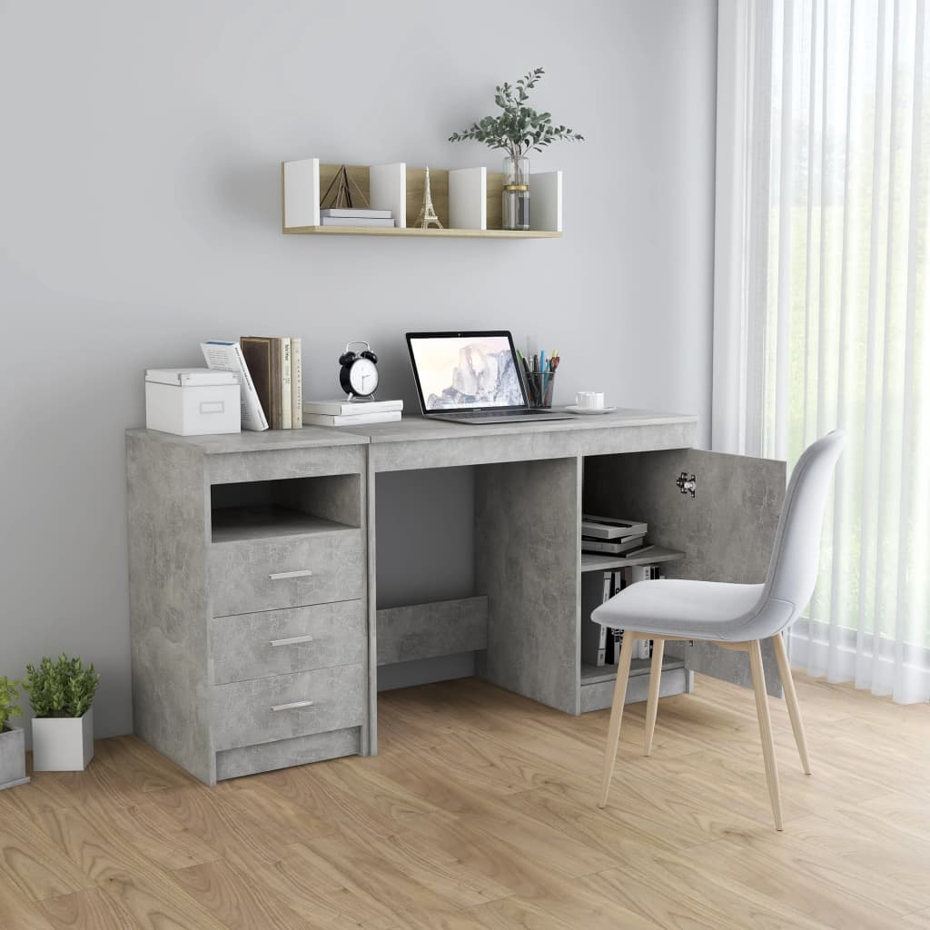 Bureau 140x50x76 cm bewerkt hout betongrijs is nu te koop bij PeponiXL, paradijselijk wonen!