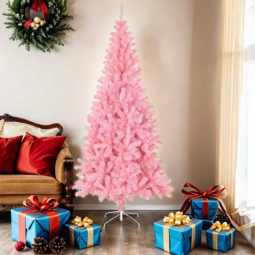 Kunstkerstboom met standaard 180 cm PVC roze is nu te koop bij PeponiXL, paradijselijk wonen!