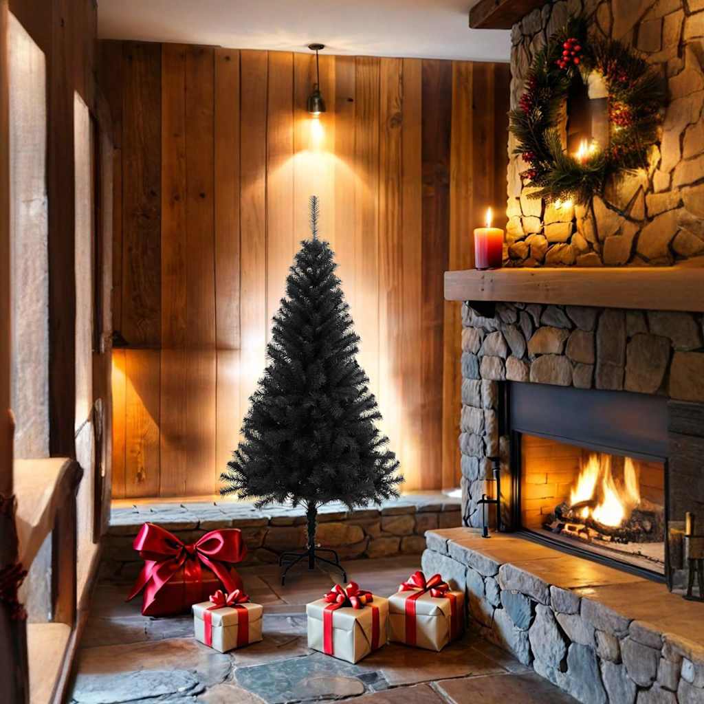 Kunstkerstboom met standaard 150 cm PVC zwart is nu te koop bij PeponiXL, paradijselijk wonen!