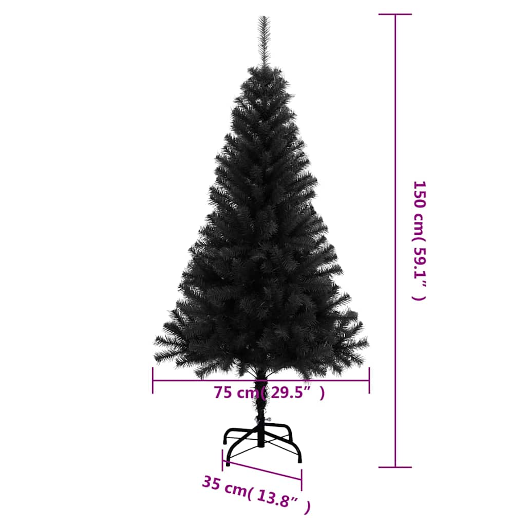 Kunstkerstboom met standaard 150 cm PVC zwart is nu te koop bij PeponiXL, paradijselijk wonen!