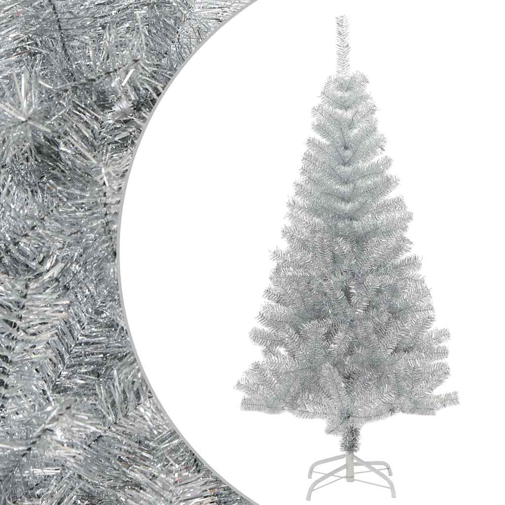 Kunstkerstboom met standaard 150 cm PET zilverkleurig is nu te koop bij PeponiXL, paradijselijk wonen!