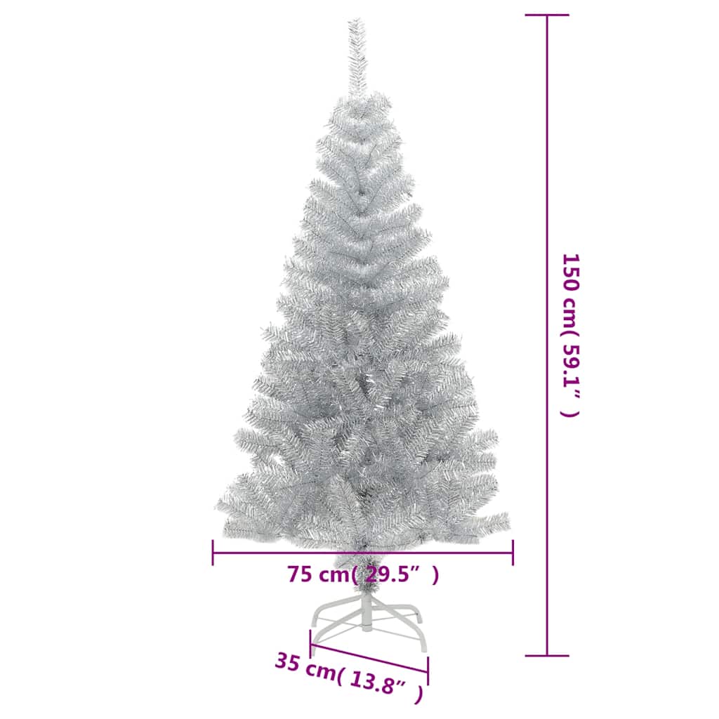 Kunstkerstboom met standaard 150 cm PET zilverkleurig is nu te koop bij PeponiXL, paradijselijk wonen!