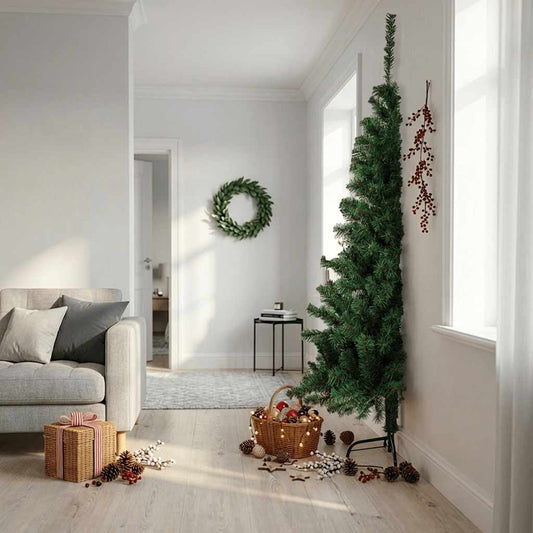 Kunstkerstboom met standaard half 210 cm PVC groen is nu te koop bij PeponiXL, paradijselijk wonen!
