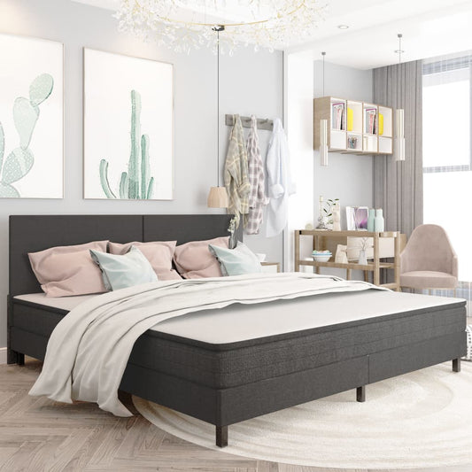 Boxspring stof donkergrijs 200x200 cm is nu te koop bij PeponiXL, paradijselijk wonen!