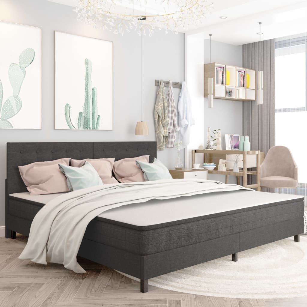 Boxspring stof donkergrijs 200x200 cm is nu te koop bij PeponiXL, paradijselijk wonen!