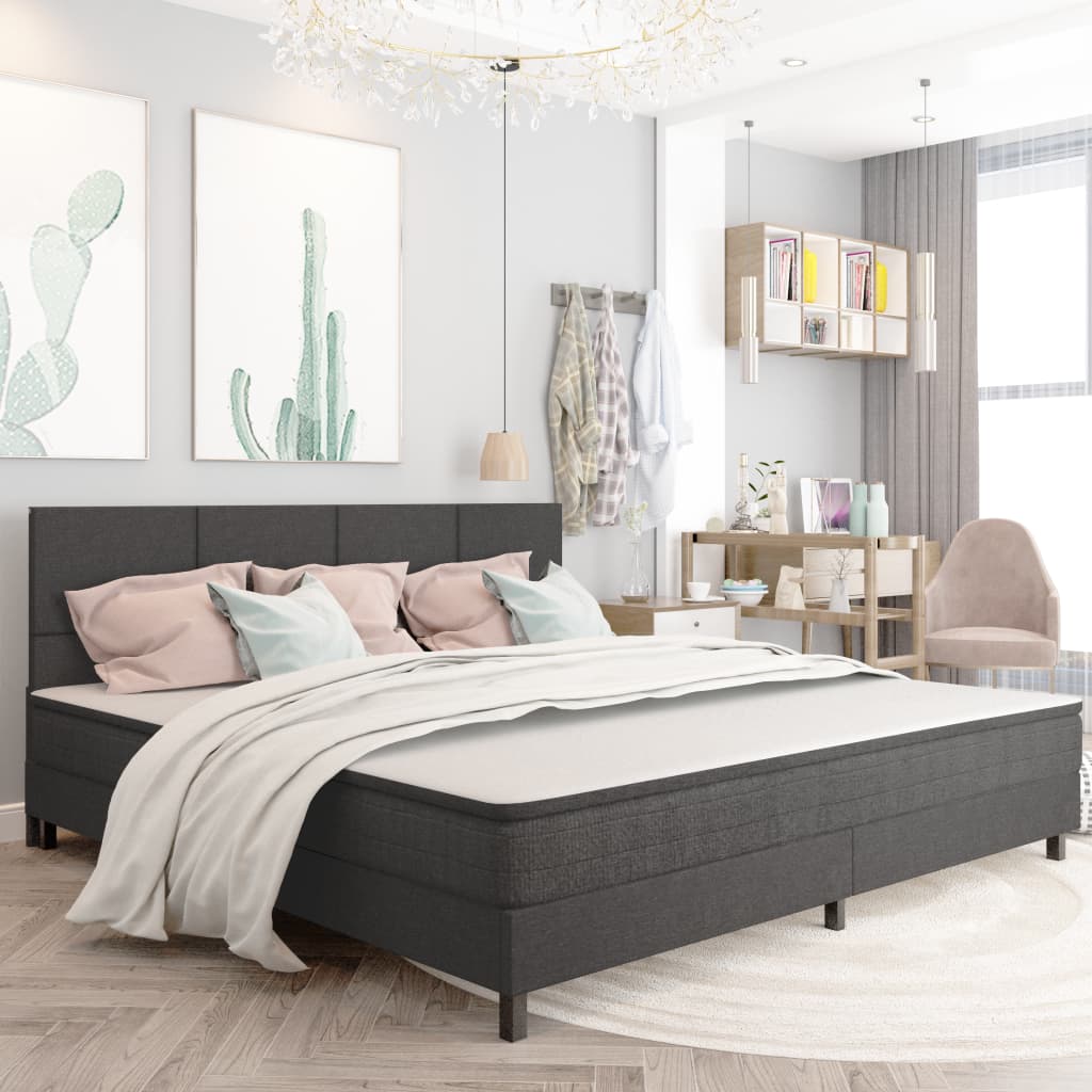 Boxspring stof donkergrijs 200x200 cm is nu te koop bij PeponiXL, paradijselijk wonen!