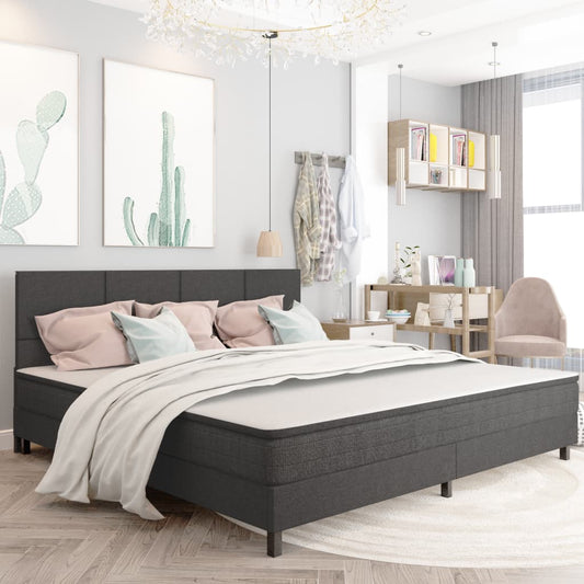 Boxspring stof donkergrijs 200x200 cm is nu te koop bij PeponiXL, paradijselijk wonen!