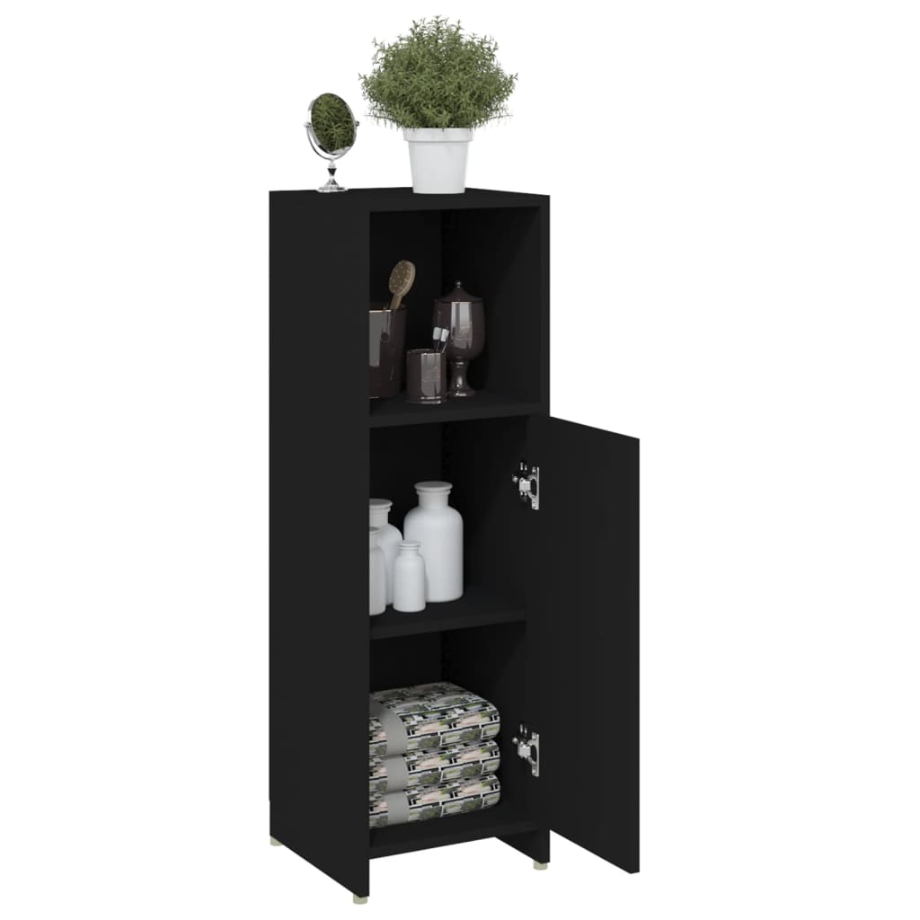 Badkamerkast 30x30x95 cm bewerkt hout zwart is nu te koop bij PeponiXL, paradijselijk wonen!