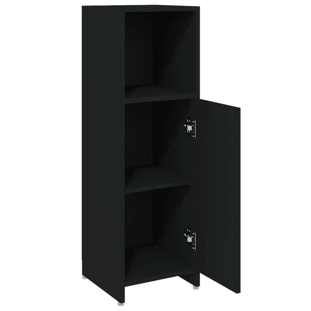 Badkamerkast 30x30x95 cm bewerkt hout zwart is nu te koop bij PeponiXL, paradijselijk wonen!