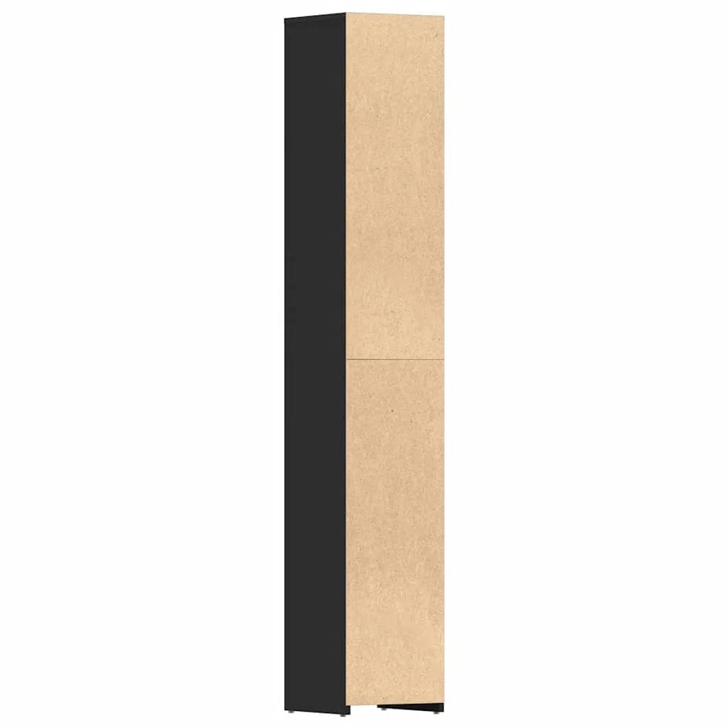 Badkamerkast 30x30x183,5 cm bewerkt hout zwart is nu te koop bij PeponiXL, paradijselijk wonen!