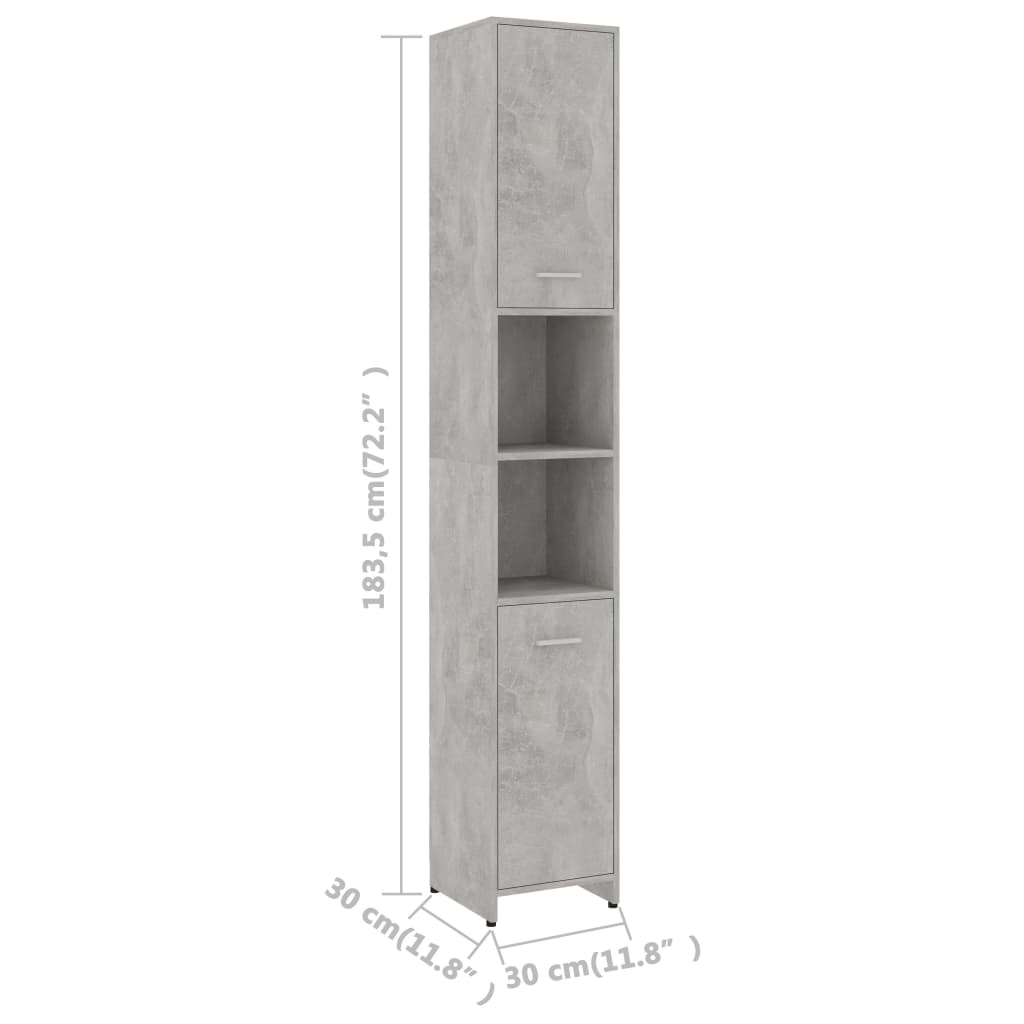 Badkamerkast 30x30x183,5 cm bewerkt hout betongrijs is nu te koop bij PeponiXL, paradijselijk wonen!