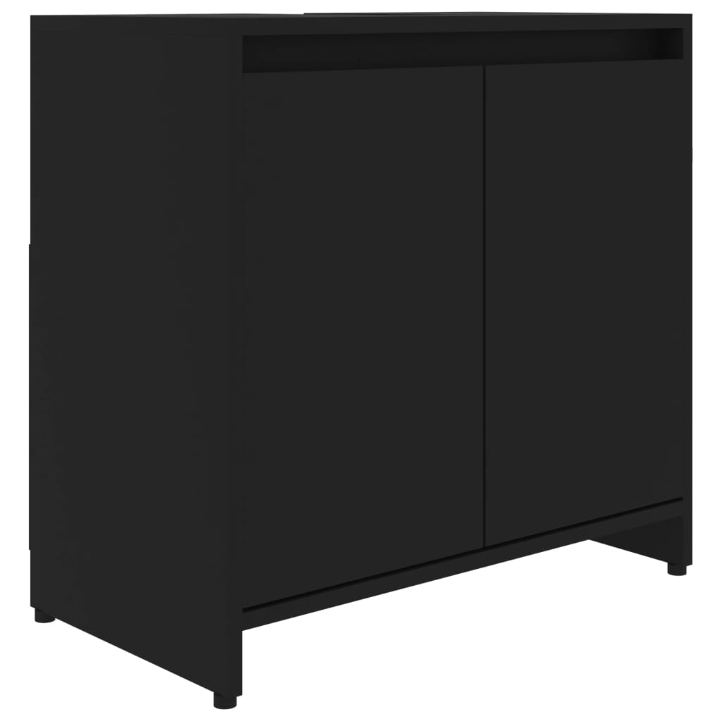 Badkamerkast 60x33x61 cm bewerkt hout zwart is nu te koop bij PeponiXL, paradijselijk wonen!