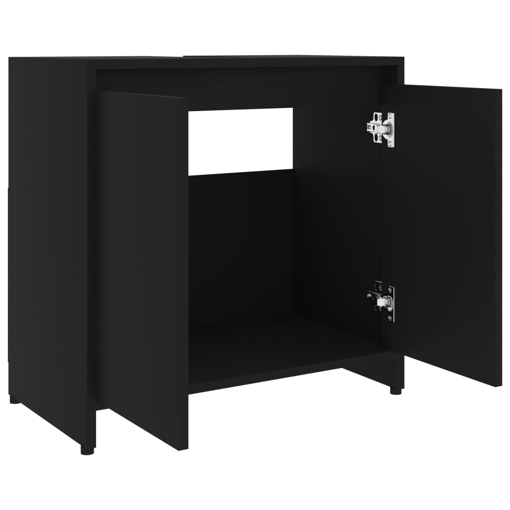 Badkamerkast 60x33x61 cm bewerkt hout zwart is nu te koop bij PeponiXL, paradijselijk wonen!