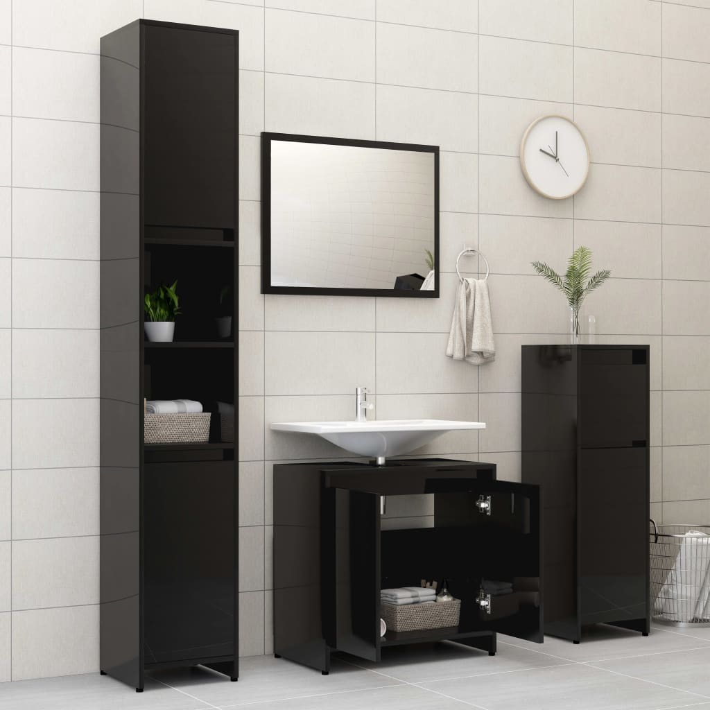Badkamerkast 60x33x61 cm bewerkt hout zwart is nu te koop bij PeponiXL, paradijselijk wonen!