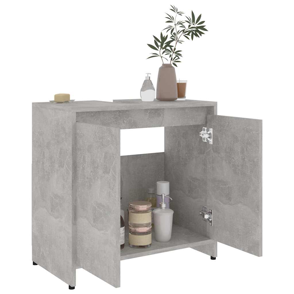 Badkamerkast 60x33x61 cm bewerkt hout betongrijs is nu te koop bij PeponiXL, paradijselijk wonen!