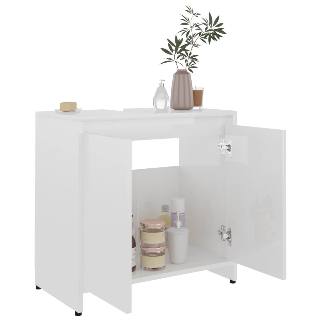 Badkamerkast 60x33x61 cm bewerkt hout hoogglans wit is nu te koop bij PeponiXL, paradijselijk wonen!