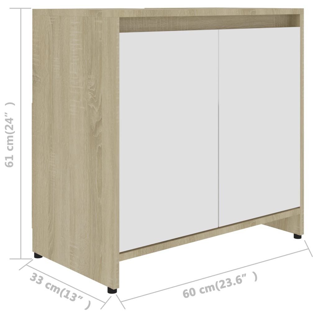 Badkamerkast 60x33x61 cm bewerkt hout hoogglans wit is nu te koop bij PeponiXL, paradijselijk wonen!