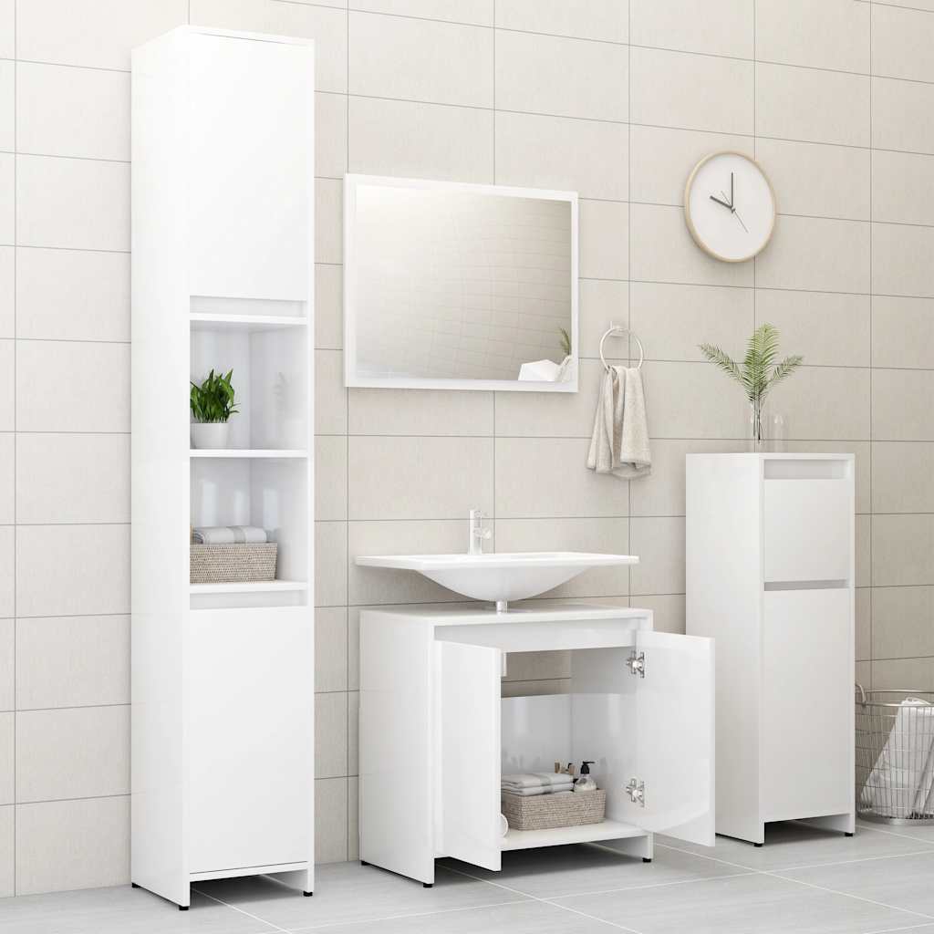 Badkamermeubelset bewerkt hout hoogglans wit is nu te koop bij PeponiXL, paradijselijk wonen!