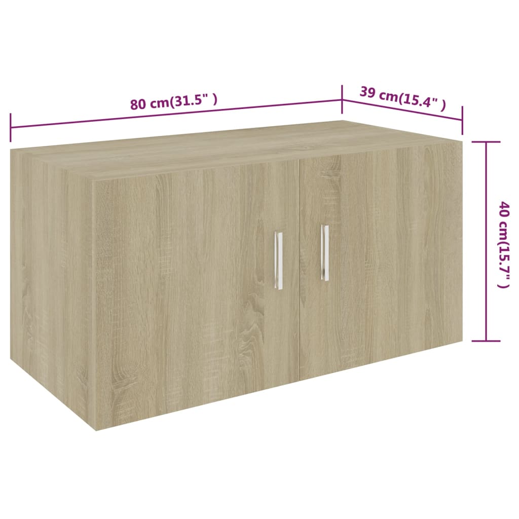 Hangkast 80x39x40 cm bewerkt hout sonoma eikenkleurig is nu te koop bij PeponiXL, paradijselijk wonen!