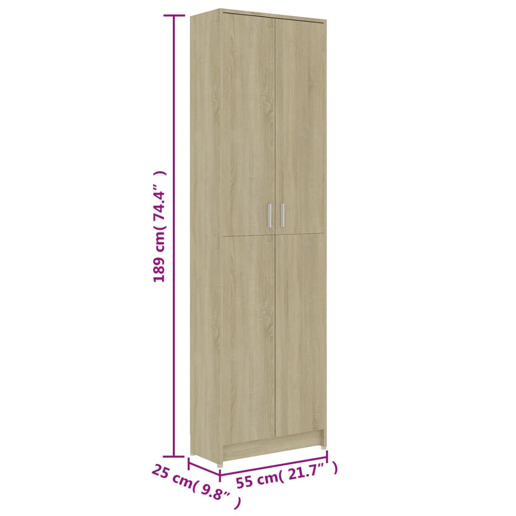 Gangkast 55x25x189 cm bewerkt hout sonoma eikenkleurig is nu te koop bij PeponiXL, paradijselijk wonen!