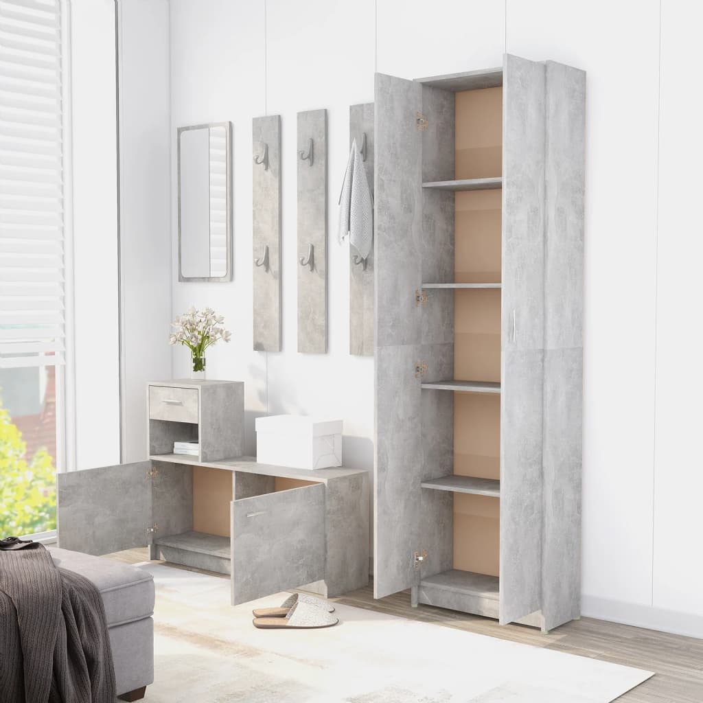 Gangkast 55x25x189 cm bewerkt hout betongrijs is nu te koop bij PeponiXL, paradijselijk wonen!