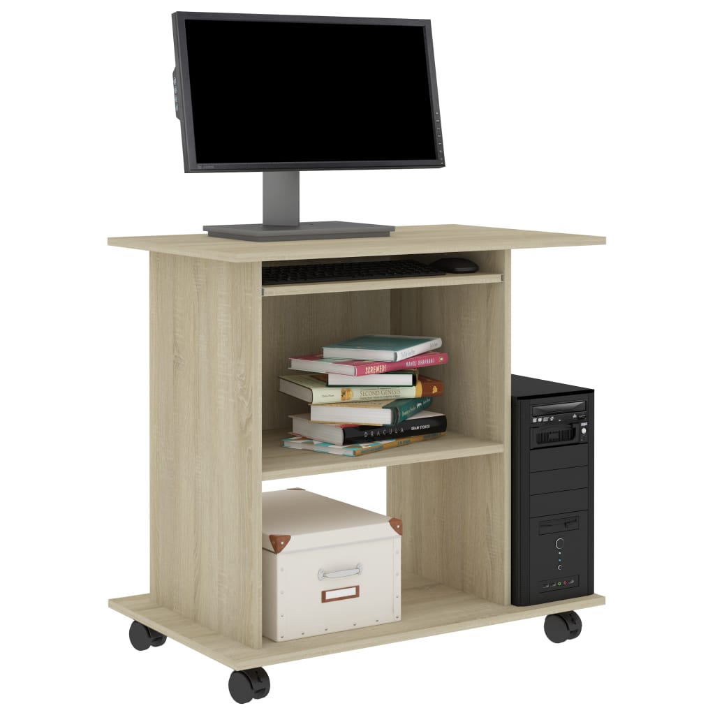 Computerbureau 80x50x75 cm bewerkt hout sonoma eikenkleurig is nu te koop bij PeponiXL, paradijselijk wonen!