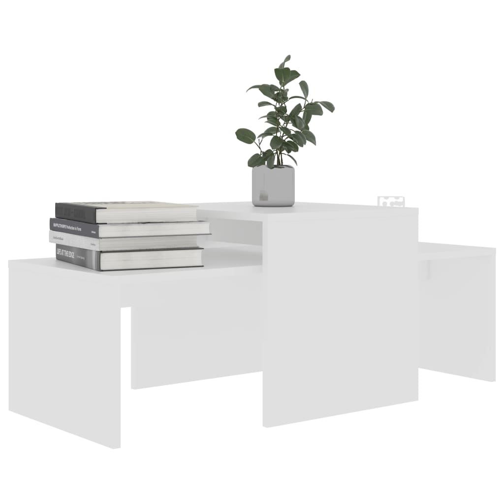 Salontafelset 100x48x40 cm bewerkt hout wit is nu te koop bij PeponiXL, paradijselijk wonen!