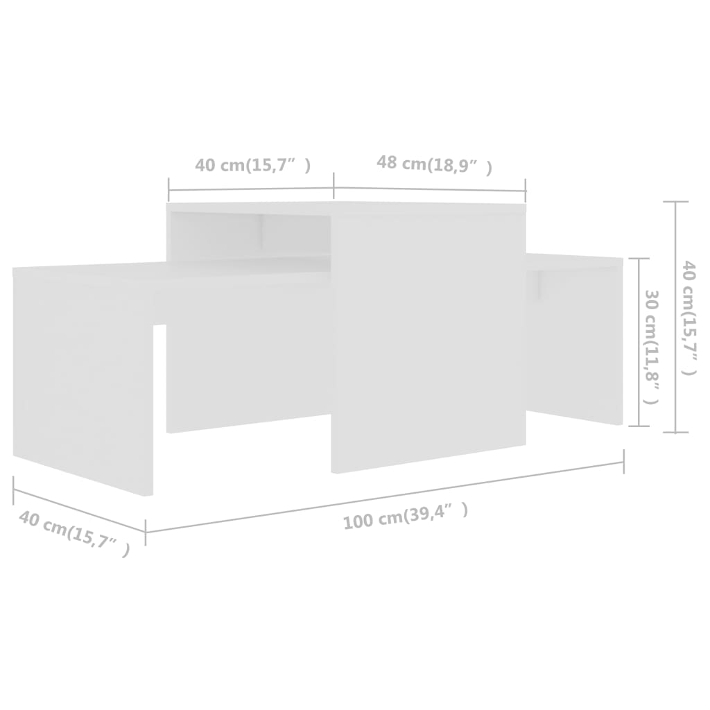 Salontafelset 100x48x40 cm bewerkt hout wit is nu te koop bij PeponiXL, paradijselijk wonen!