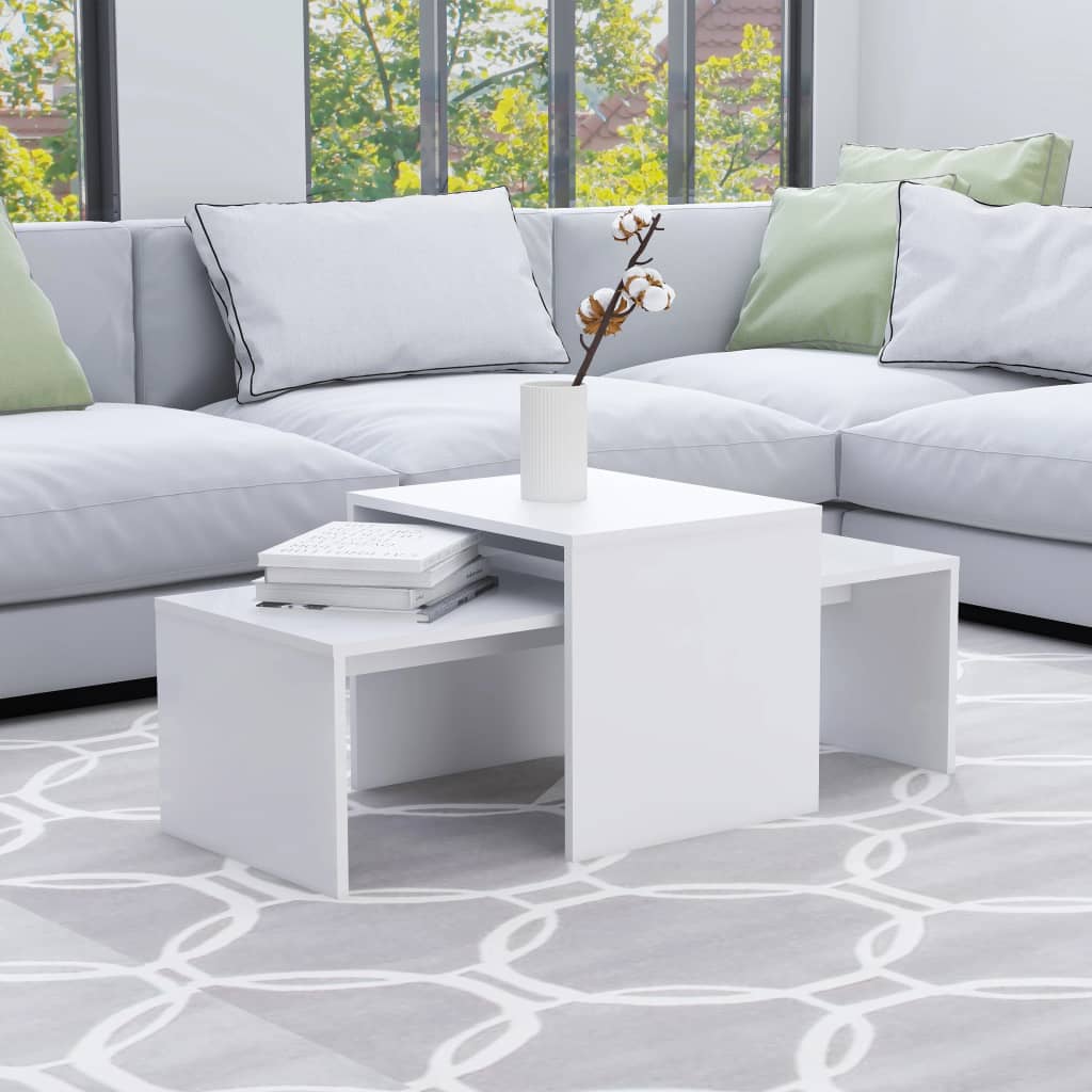 Salontafelset 100x48x40 cm bewerkt hout wit is nu te koop bij PeponiXL, paradijselijk wonen!
