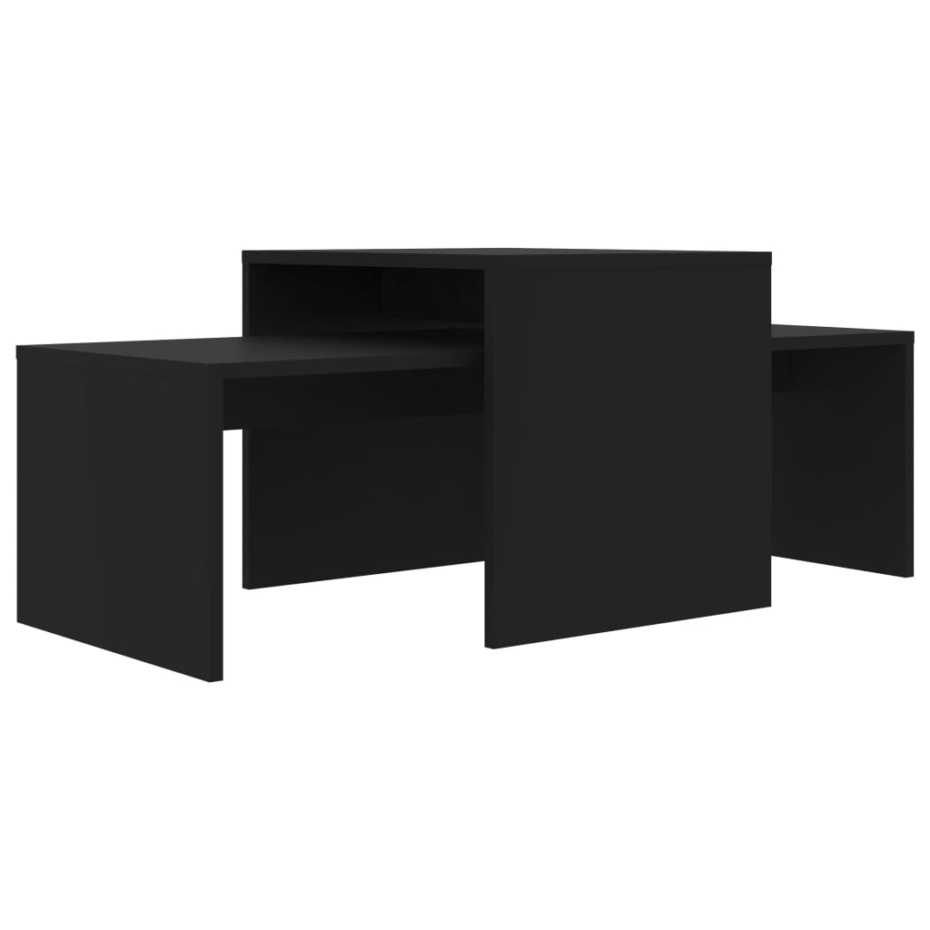Salontafelset 100x48x40 cm bewerkt hout zwart is nu te koop bij PeponiXL, paradijselijk wonen!