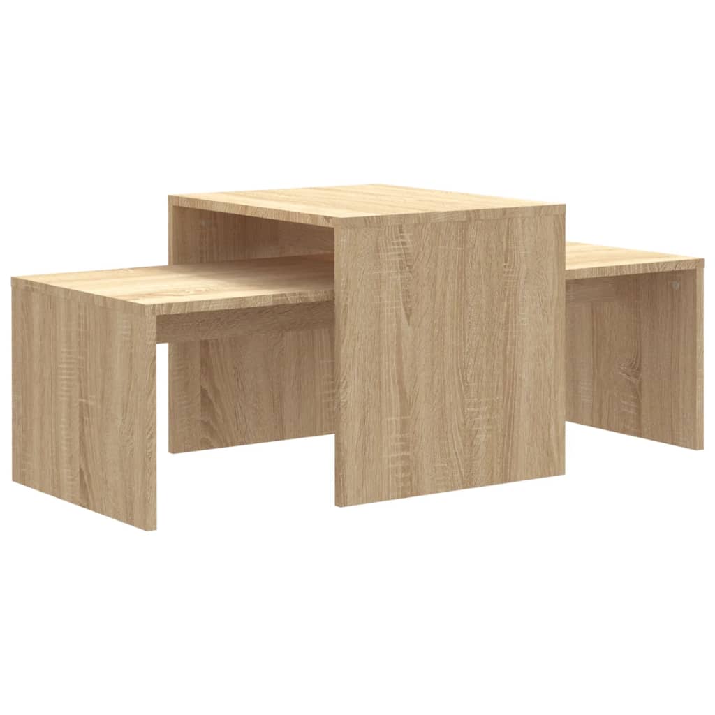 Salontafelset 100x48x40 cm bewerkt hout sonoma eikenkleurig is nu te koop bij PeponiXL, paradijselijk wonen!