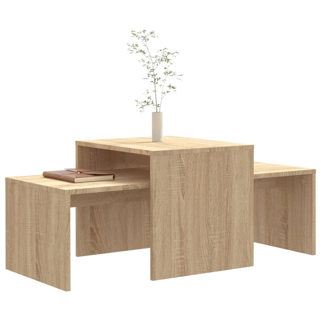 Salontafelset 100x48x40 cm bewerkt hout sonoma eikenkleurig is nu te koop bij PeponiXL, paradijselijk wonen!