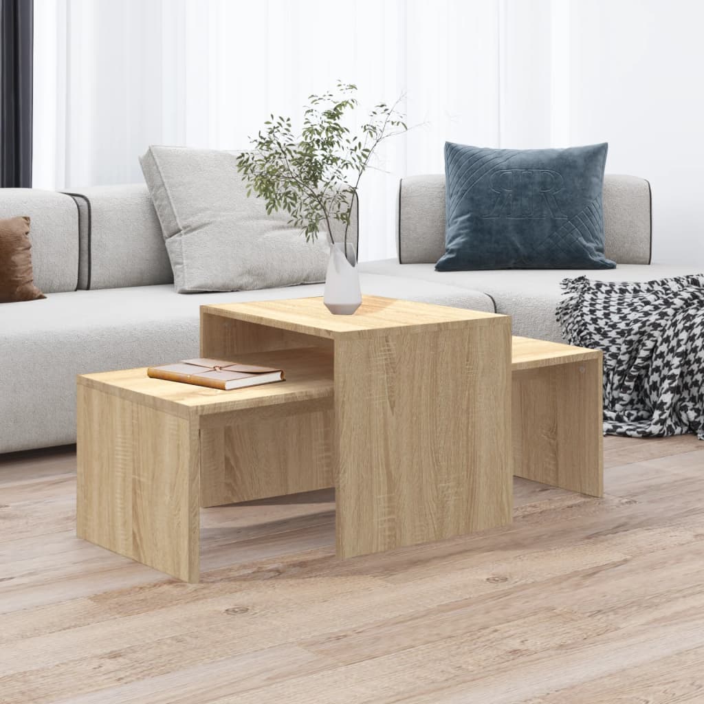 Salontafelset 100x48x40 cm bewerkt hout sonoma eikenkleurig is nu te koop bij PeponiXL, paradijselijk wonen!