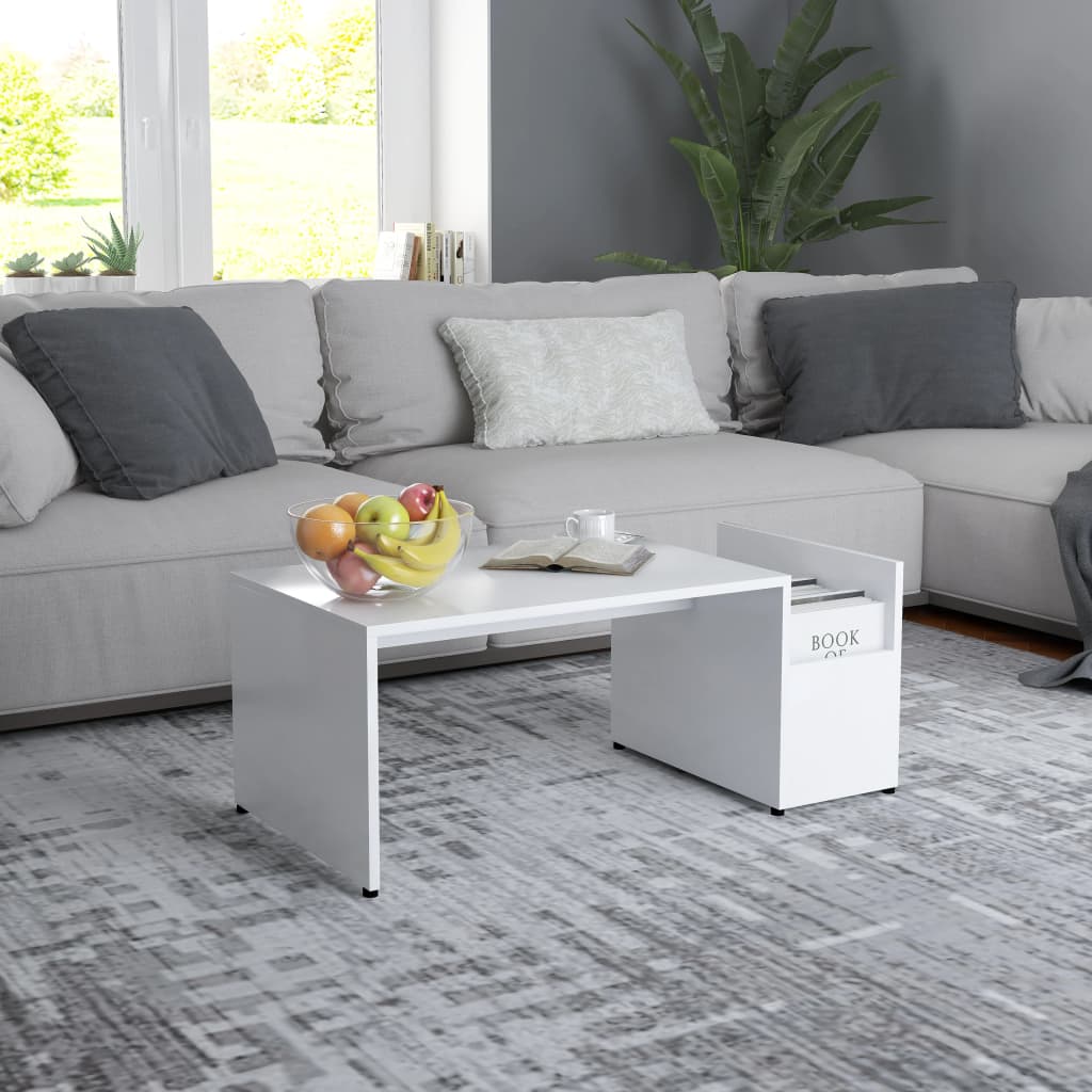 Salontafel 90x45x35 cm bewerkt hout wit is nu te koop bij PeponiXL, paradijselijk wonen!