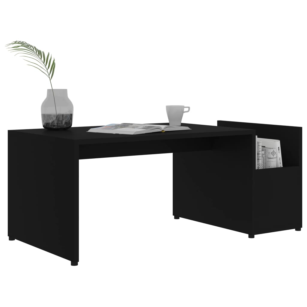 Salontafel 90x45x35 cm bewerkt hout zwart is nu te koop bij PeponiXL, paradijselijk wonen!