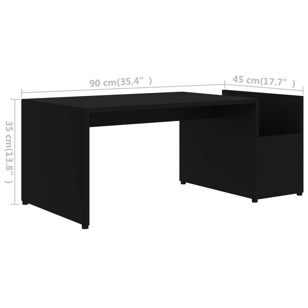 Salontafel 90x45x35 cm bewerkt hout zwart is nu te koop bij PeponiXL, paradijselijk wonen!