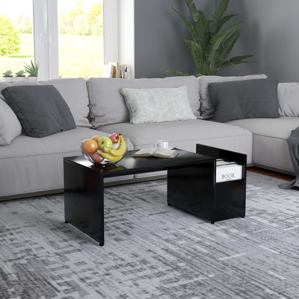Salontafel 90x45x35 cm bewerkt hout zwart is nu te koop bij PeponiXL, paradijselijk wonen!