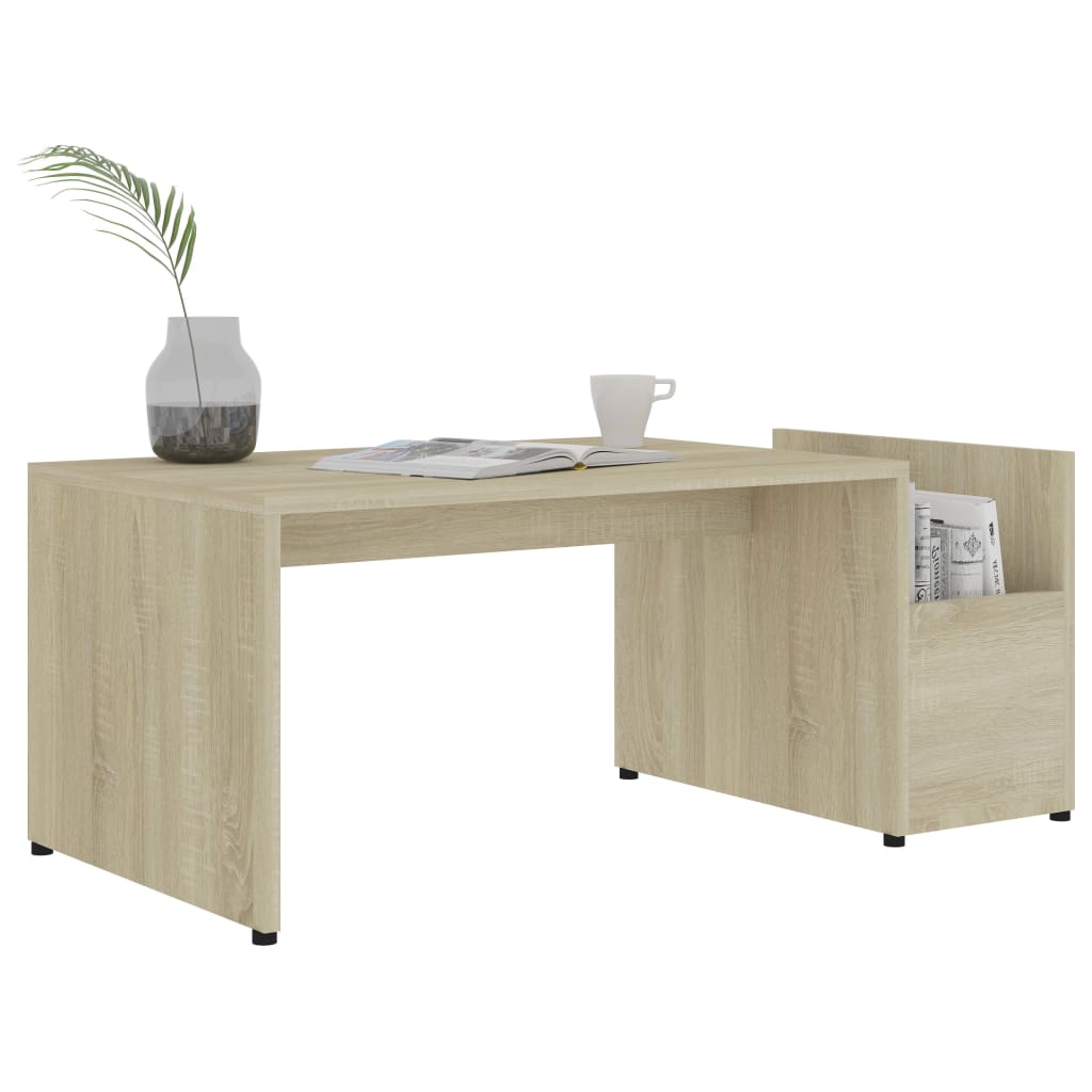 Salontafel 90x45x35 cm bewerkt hout sonoma eikenkleurig is nu te koop bij PeponiXL, paradijselijk wonen!