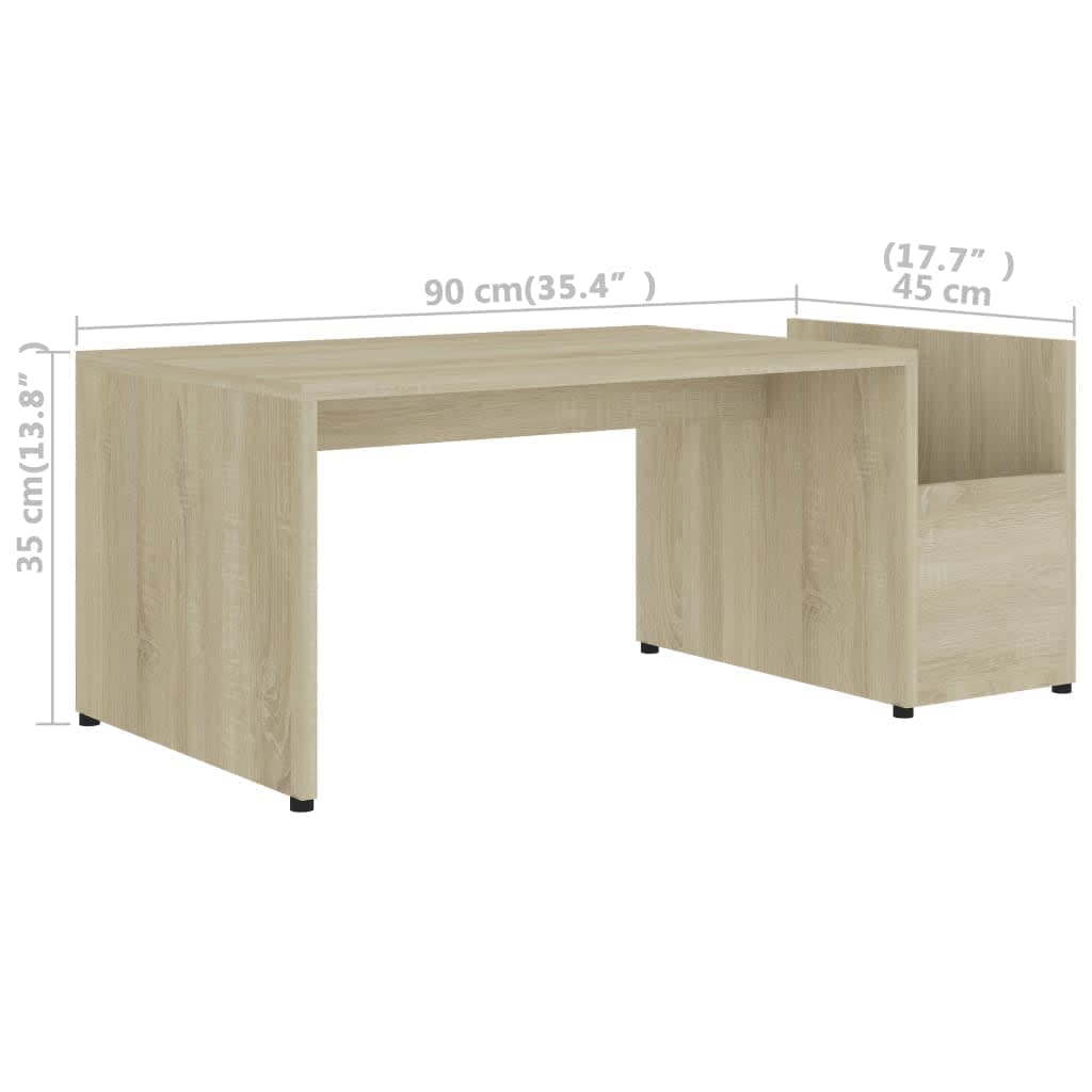 Salontafel 90x45x35 cm bewerkt hout sonoma eikenkleurig is nu te koop bij PeponiXL, paradijselijk wonen!