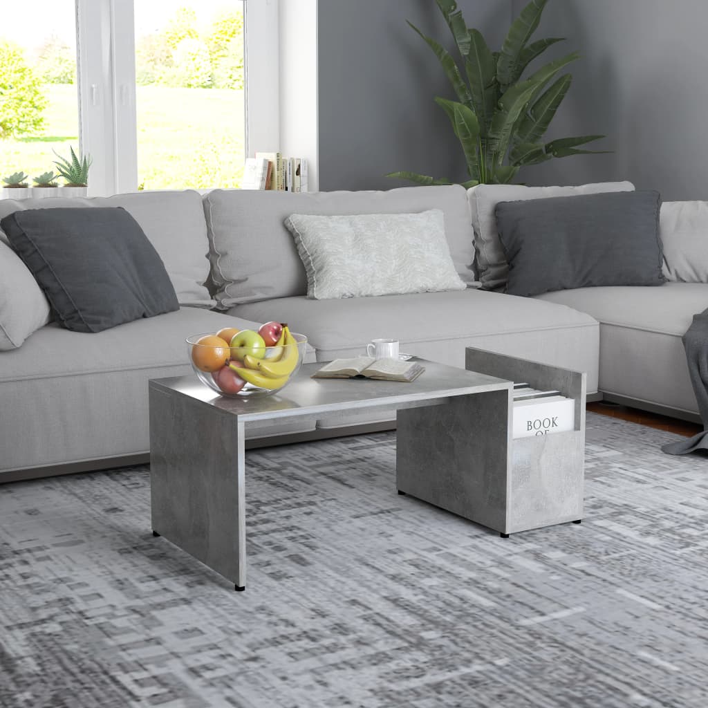 Salontafel 90x45x35 cm bewerkt hout betongrijs is nu te koop bij PeponiXL, paradijselijk wonen!