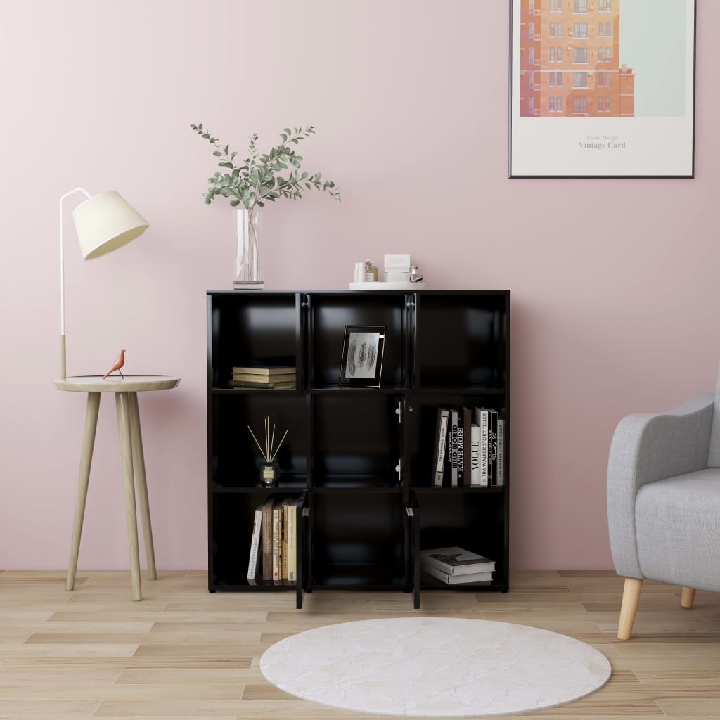 Boekenkast 90x30x90 cm bewerkt hout zwart is nu te koop bij PeponiXL, paradijselijk wonen!