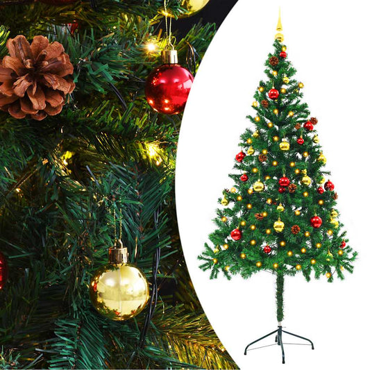 Kunstkerstboom met verlichting en kerstballen 180 cm groen is nu te koop bij PeponiXL, paradijselijk wonen!