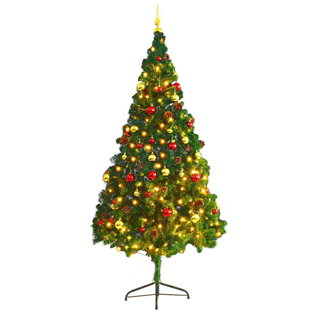Kunstkerstboom met verlichting en kerstballen 210 cm groen is nu te koop bij PeponiXL, paradijselijk wonen!