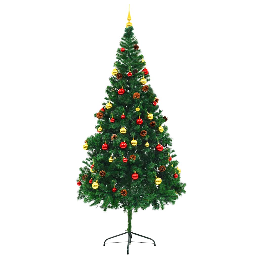 Kunstkerstboom met verlichting en kerstballen 210 cm groen is nu te koop bij PeponiXL, paradijselijk wonen!