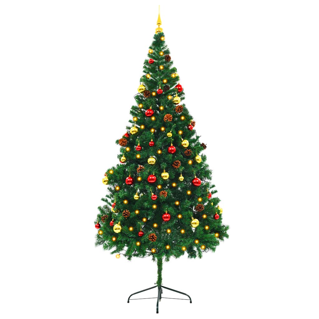 Kunstkerstboom met verlichting en kerstballen 210 cm groen is nu te koop bij PeponiXL, paradijselijk wonen!