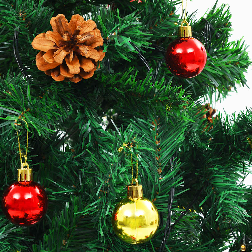 Kunstkerstboom met verlichting en kerstballen 210 cm groen is nu te koop bij PeponiXL, paradijselijk wonen!
