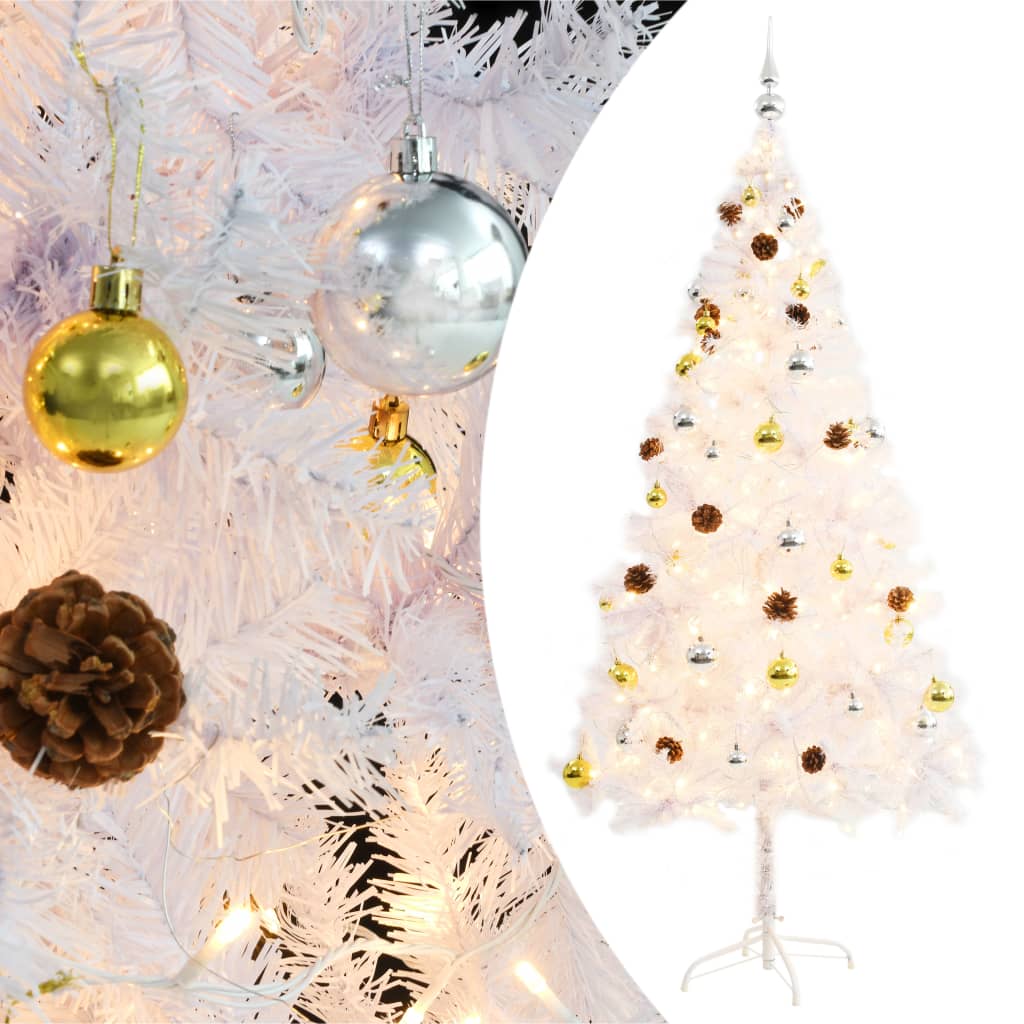 Kunstkerstboom met verlichting en kerstballen 180 cm wit is nu te koop bij PeponiXL, paradijselijk wonen!