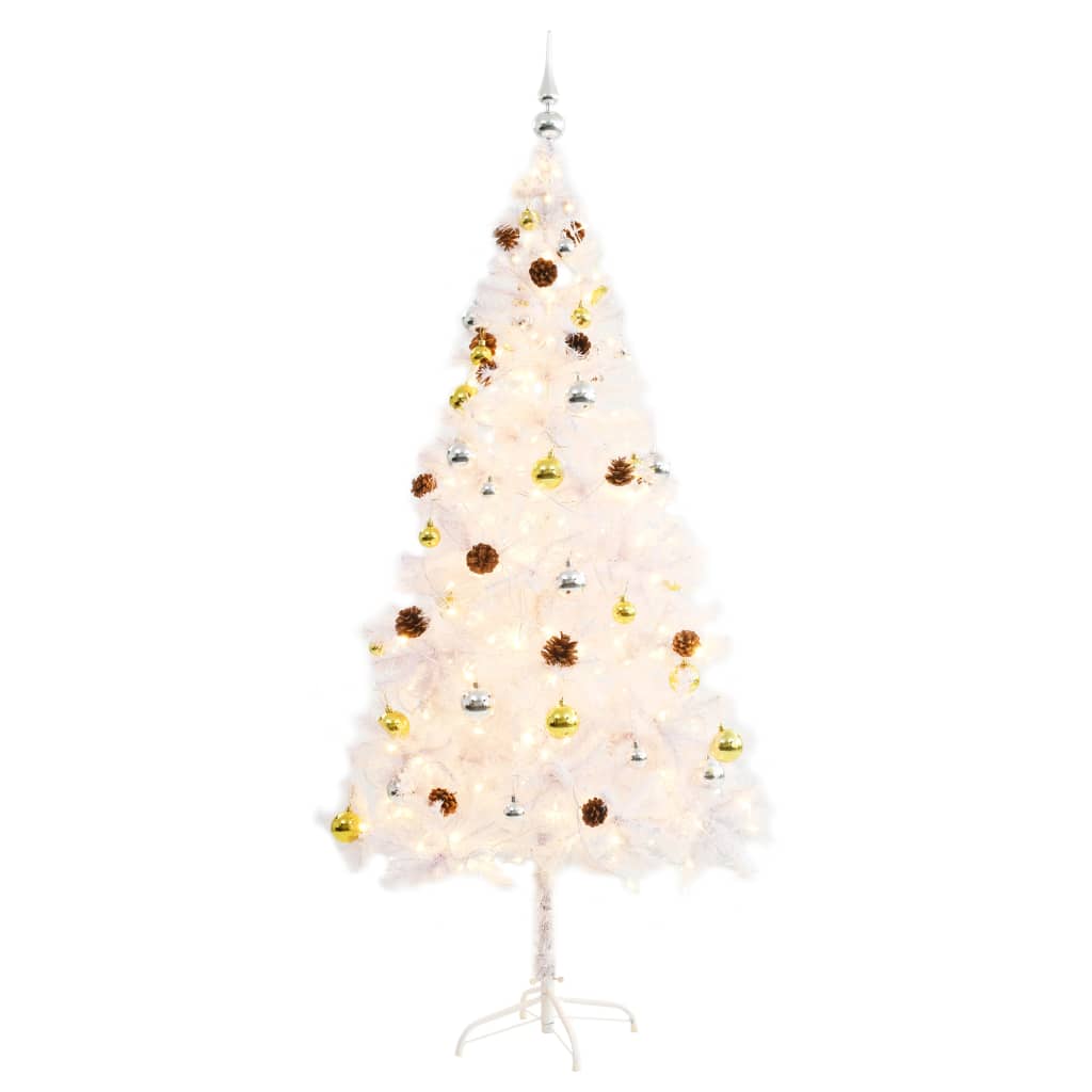 Kunstkerstboom met verlichting en kerstballen 180 cm wit is nu te koop bij PeponiXL, paradijselijk wonen!