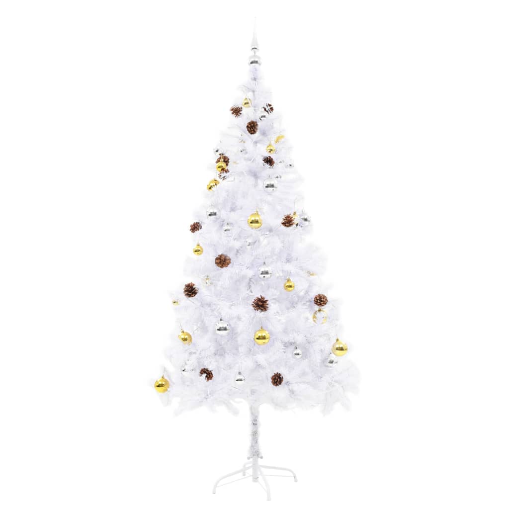 Kunstkerstboom met verlichting en kerstballen 180 cm wit is nu te koop bij PeponiXL, paradijselijk wonen!