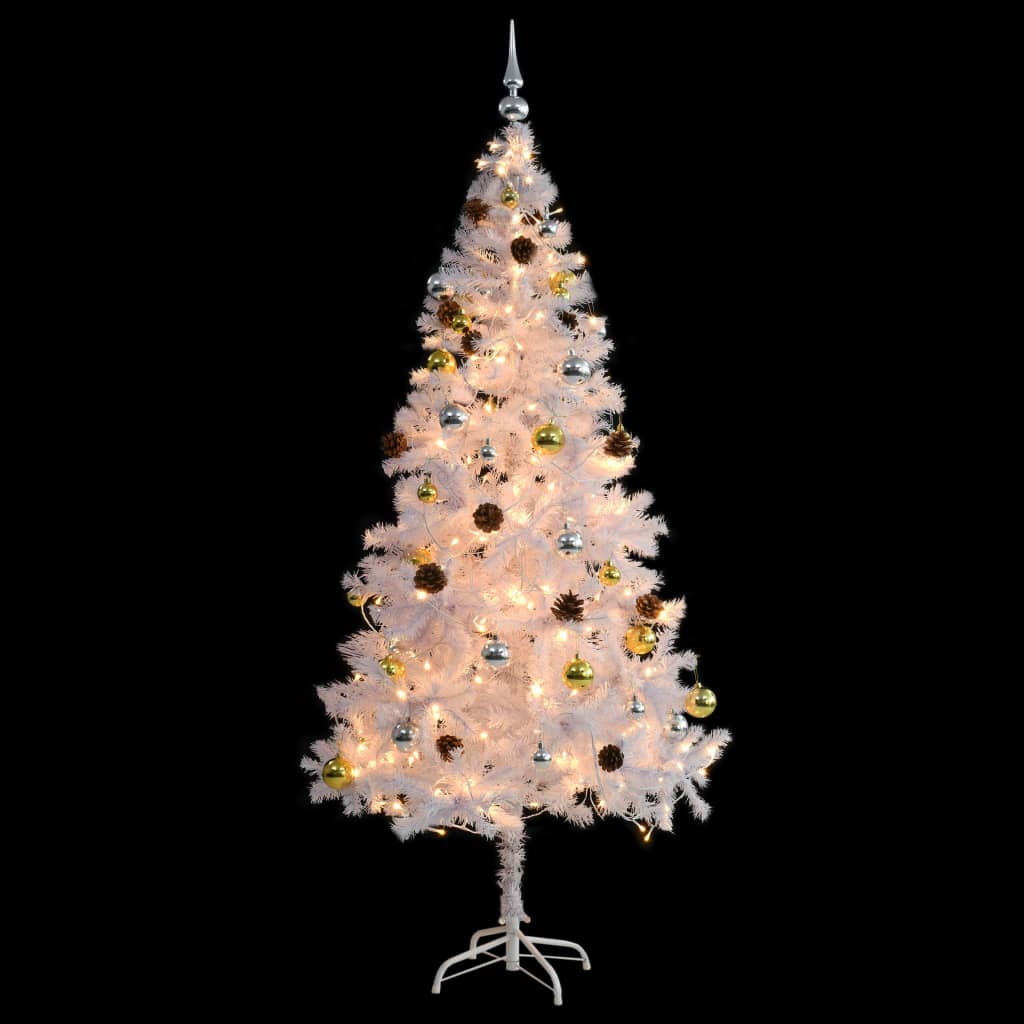 Kunstkerstboom met verlichting en kerstballen 180 cm wit is nu te koop bij PeponiXL, paradijselijk wonen!